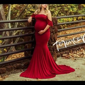 Dark red maternity gown
